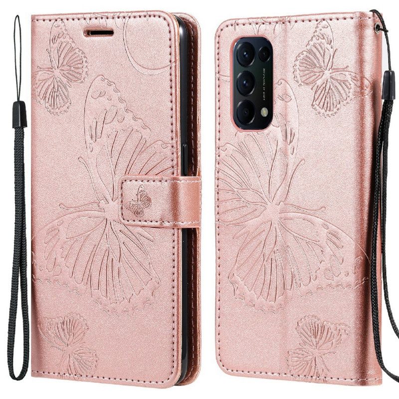 Flip Case Oppo Find X3 Lite Suojaketju Kuori Giant Thong Butterflies