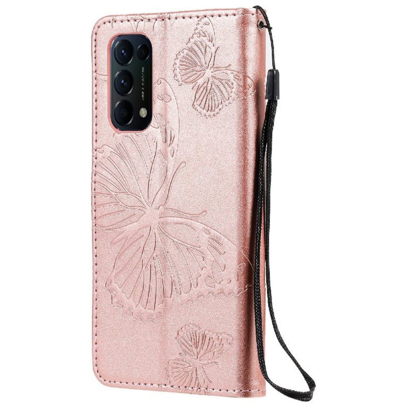 Flip Case Oppo Find X3 Lite Suojaketju Kuori Giant Thong Butterflies