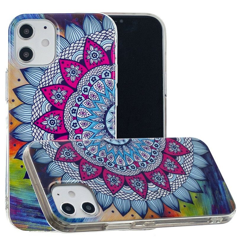 Case iPhone 12 / 12 Pro Värikäs Fluoresoiva Mandala