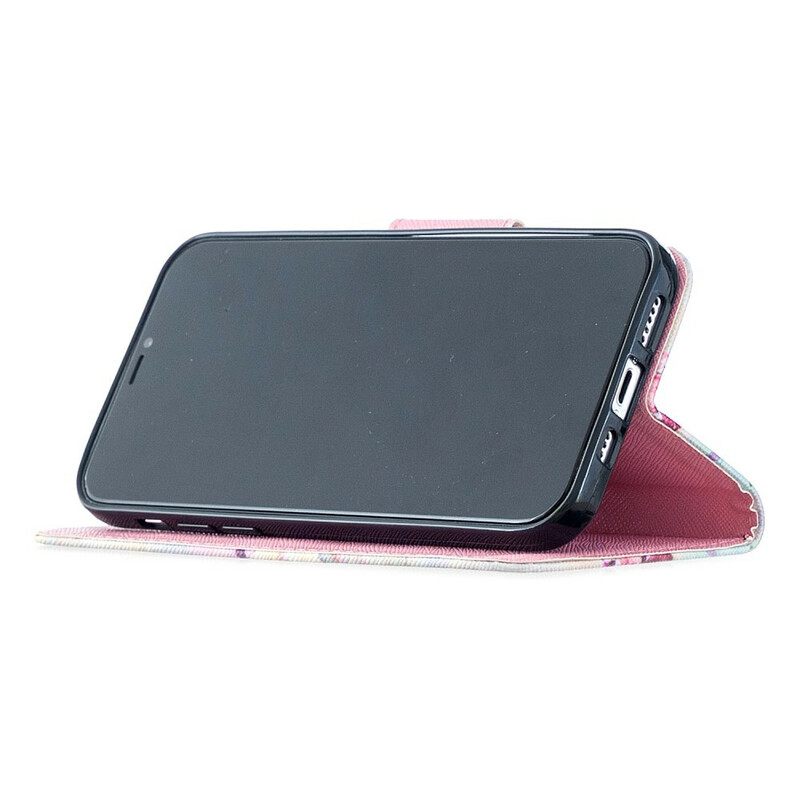 Flip Case iPhone 12 / 12 Pro Suojaketju Kuori Upeat Hihnakukat