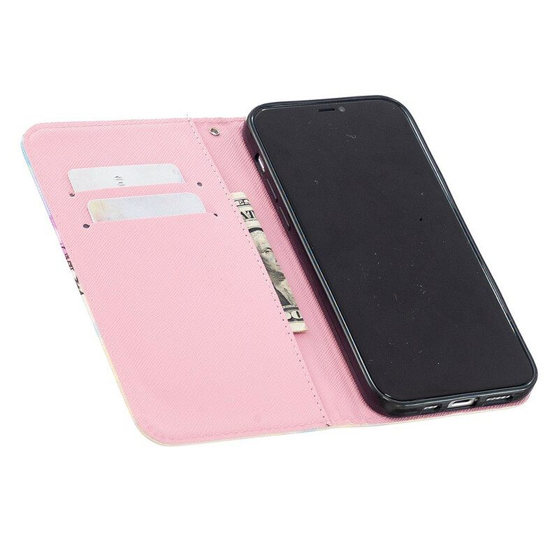 Flip Case iPhone 12 / 12 Pro Suojaketju Kuori Upeat Hihnakukat