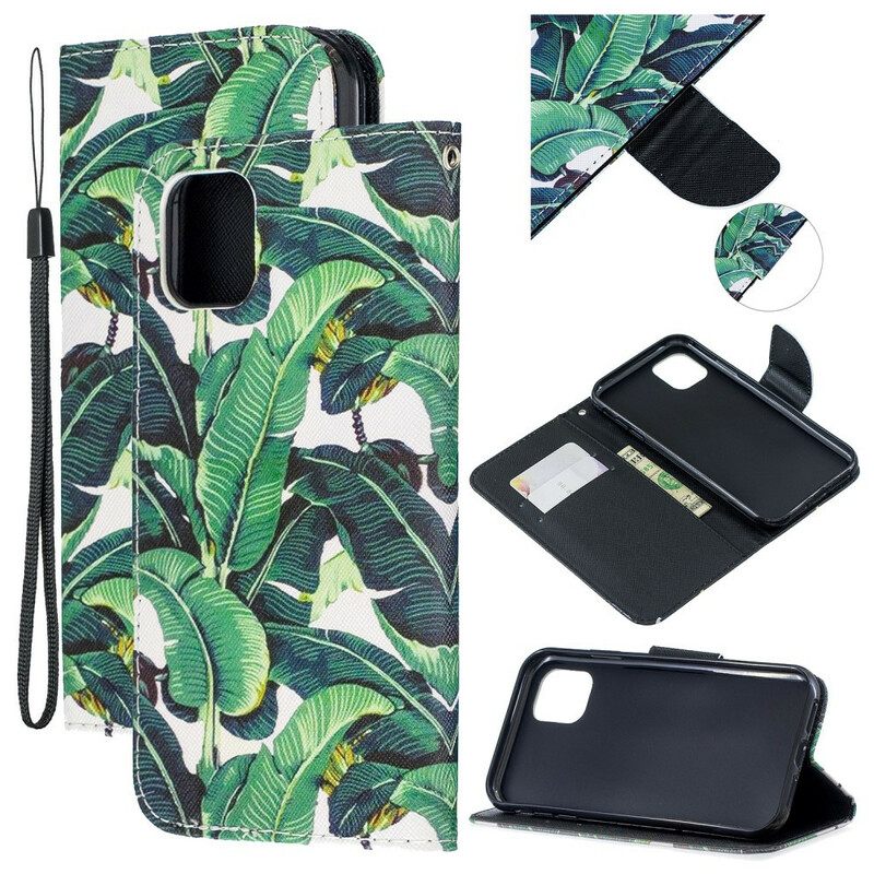 Kotelot iPhone 12 / 12 Pro Suojaketju Kuori Tropical Leaves Strappy