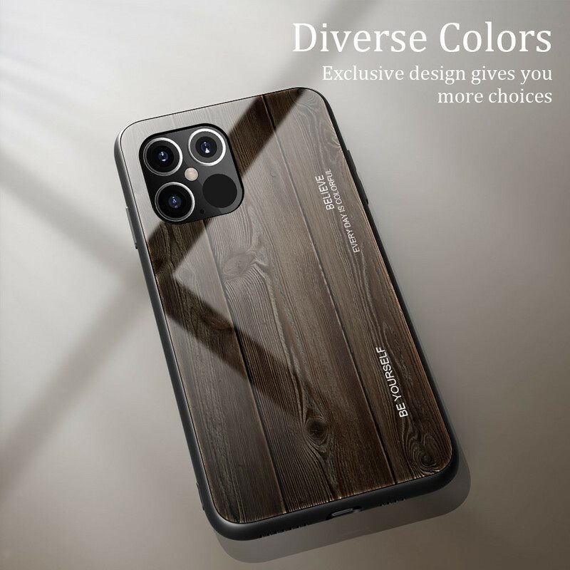 Kuori iPhone 12 / 12 Pro Tempered Glass Wood Design