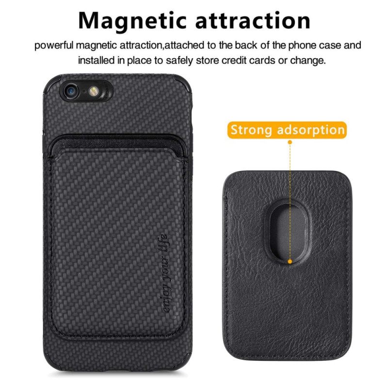 Case iPhone SE 3 / SE 2 / 8 / 7 Carbon Fiber Irrotettava Korttiteline