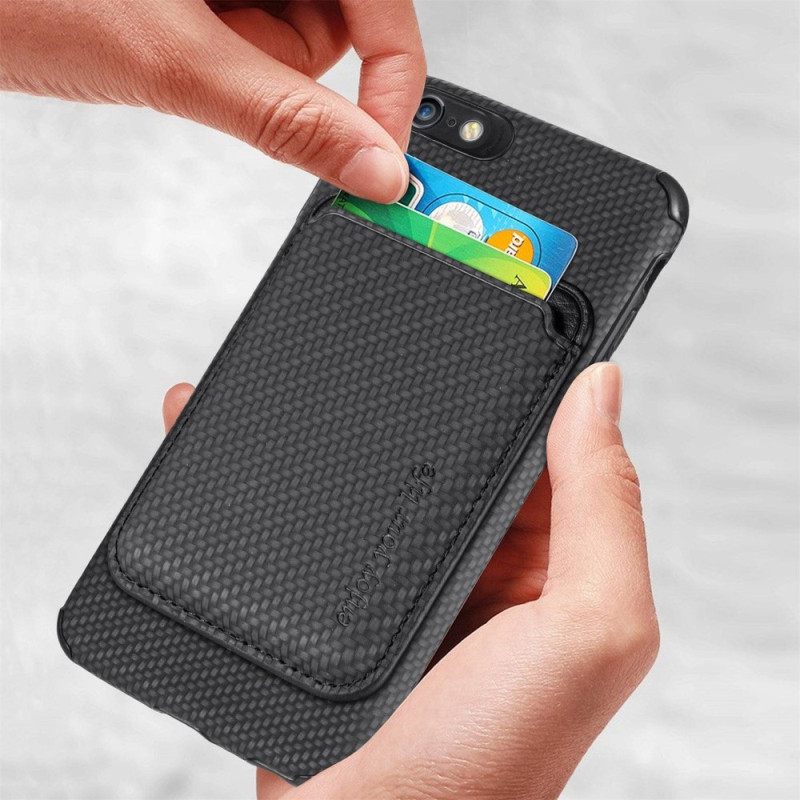 Case iPhone SE 3 / SE 2 / 8 / 7 Carbon Fiber Irrotettava Korttiteline