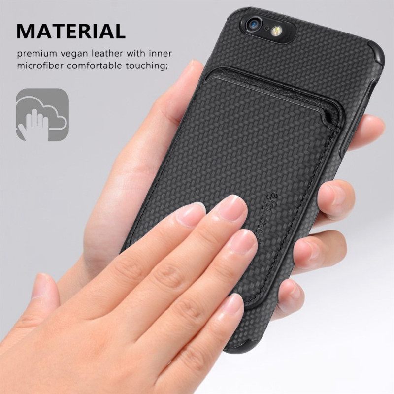 Case iPhone SE 3 / SE 2 / 8 / 7 Carbon Fiber Irrotettava Korttiteline