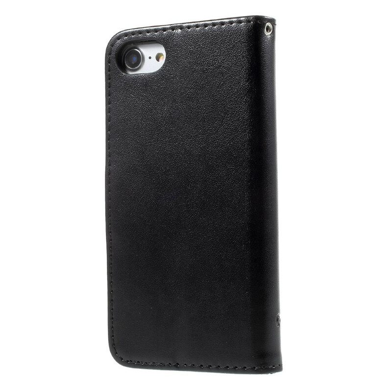 Flip Case iPhone SE 3 / SE 2 / 8 / 7 Suojaketju Kuori Kukkahihna