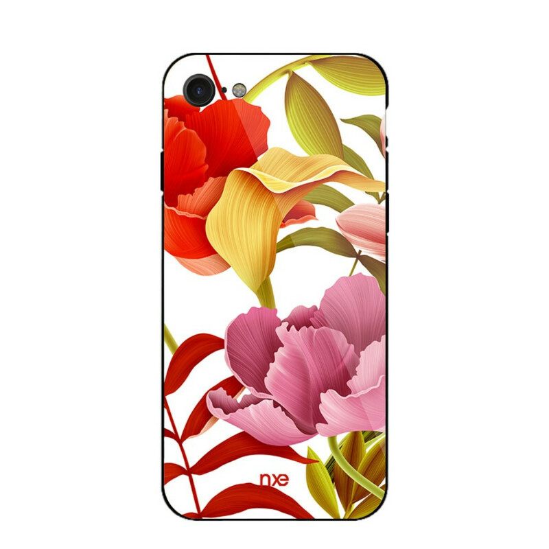 Kuori iPhone SE 3 / SE 2 / 8 / 7 Glass And Silicone Flowers Nxe