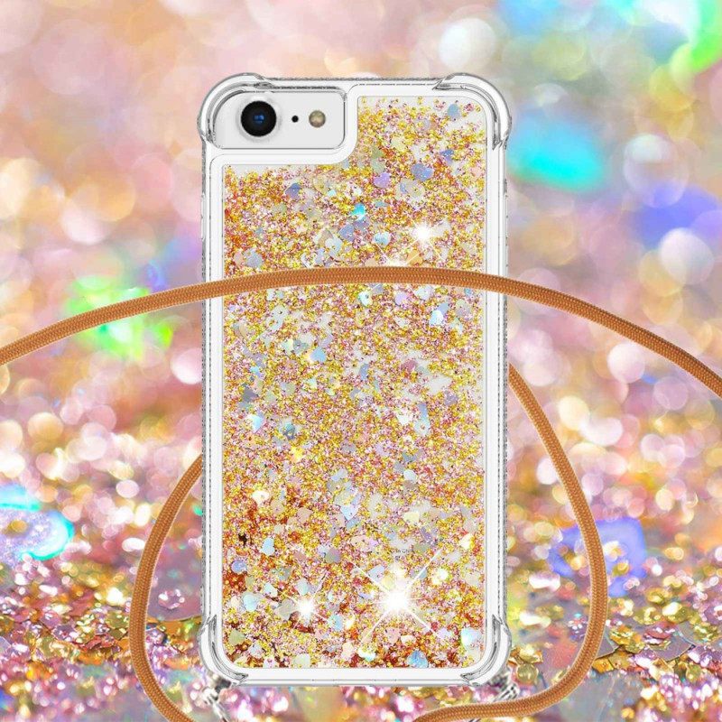 Kuori iPhone SE 3 / SE 2 / 8 / 7 Kiristysnyörillä Kiristysnauha Glitter Design