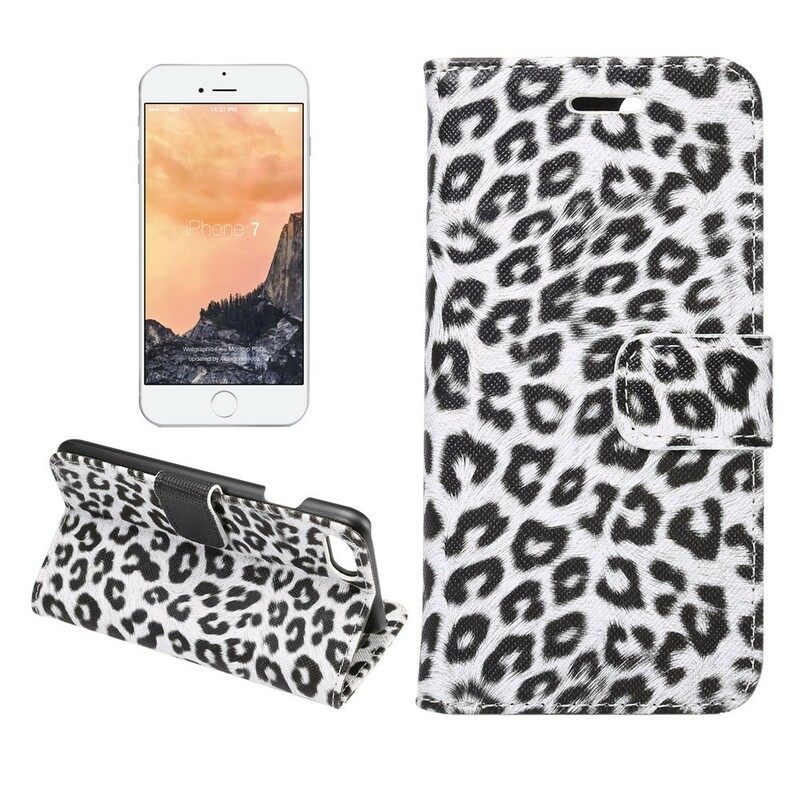 Nahkakotelo iPhone SE 3 / SE 2 / 8 / 7 Leopard