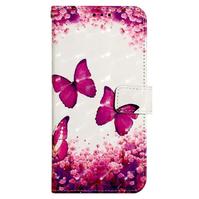 Nahkakotelo iPhone SE 3 / SE 2 / 8 / 7 Suojaketju Kuori Thong Butterflies