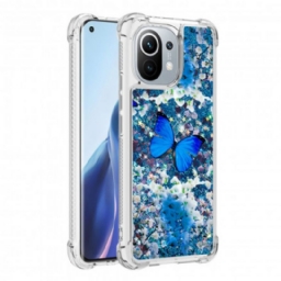 Kuori Xiaomi Mi 11 5G Glitter Blue Butterflies