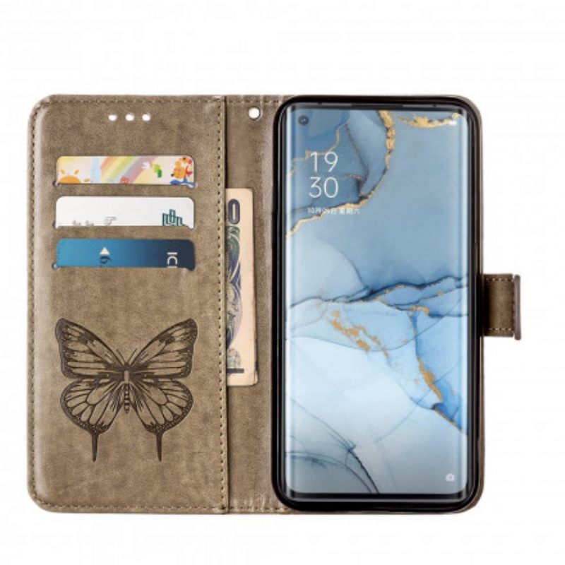 Nahkakotelo Xiaomi Mi 11 5G Butterfly Design Kaulanauhalla