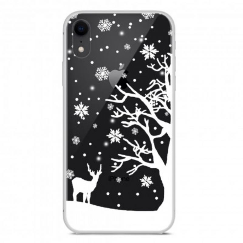 Case iPhone XR Deer And Snowflakes