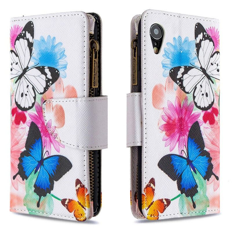 Kotelot iPhone XR Butterflies Vetoketjullinen Tasku