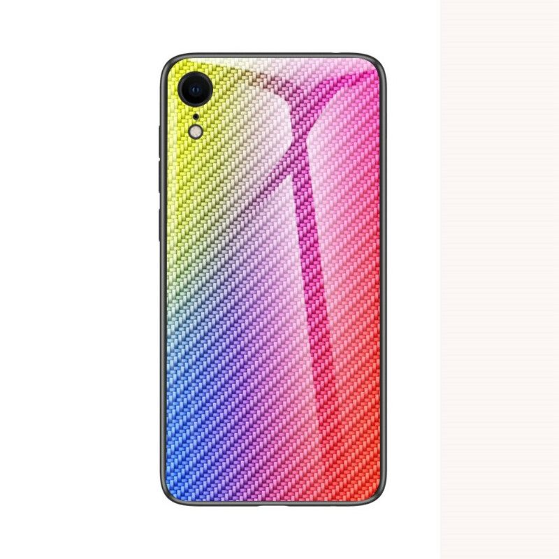 Kuori iPhone XR Carbon Fiber Karkaistu Lasi