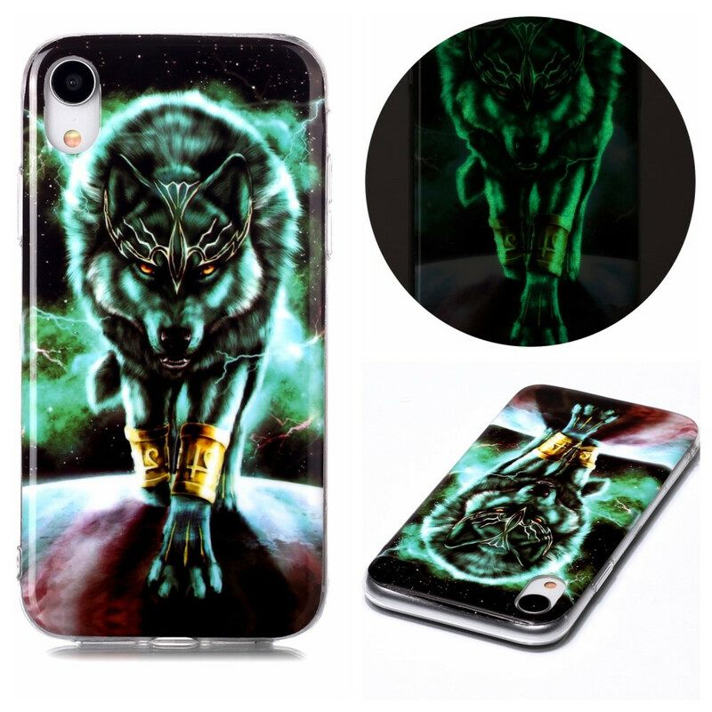 Kuori iPhone XR Fluorescent Wolf Sarja