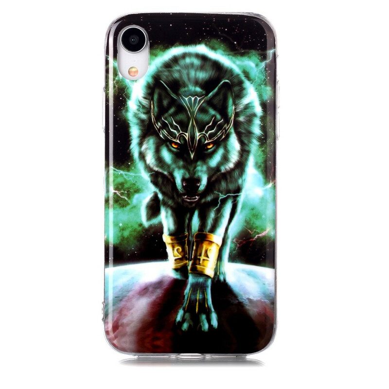 Kuori iPhone XR Fluorescent Wolf Sarja