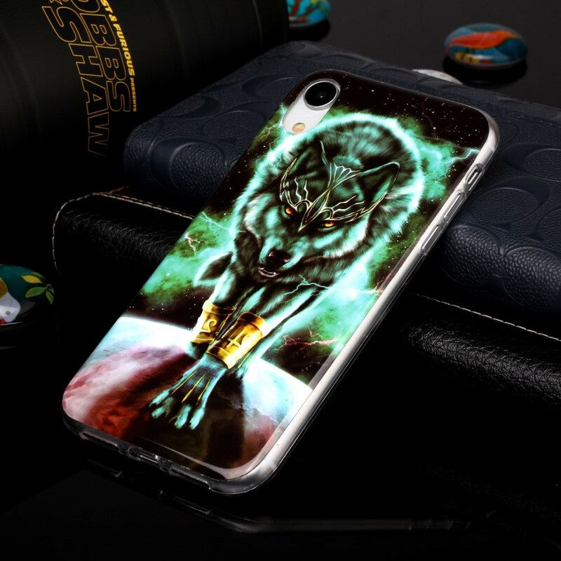 Kuori iPhone XR Fluorescent Wolf Sarja