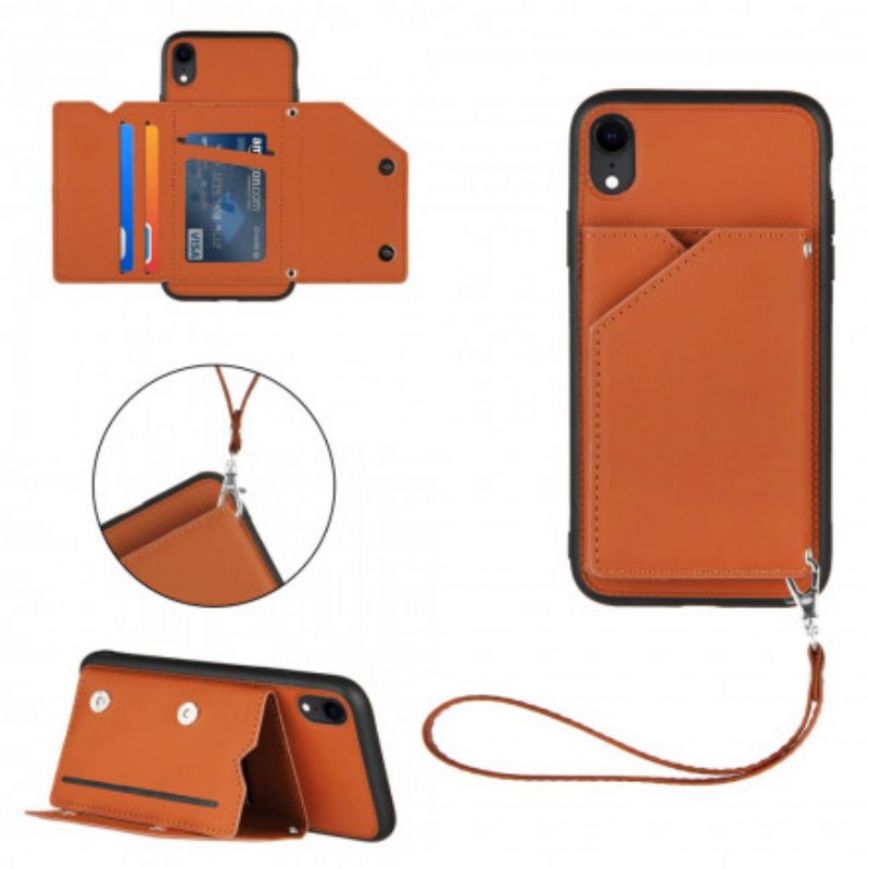 Kuori iPhone XR Multi-card Support Handsfree Ja Kaulanauha