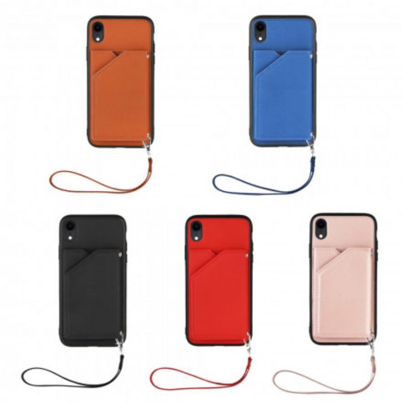 Kuori iPhone XR Multi-card Support Handsfree Ja Kaulanauha