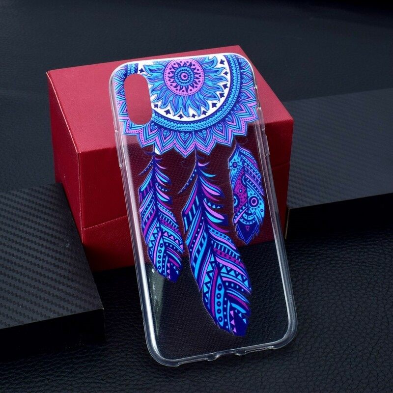 Kuori iPhone XR Transparent Dream Catcher Blue Feathers