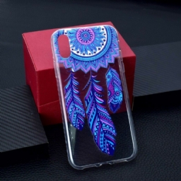 Kuori iPhone XR Transparent Dream Catcher Blue Feathers