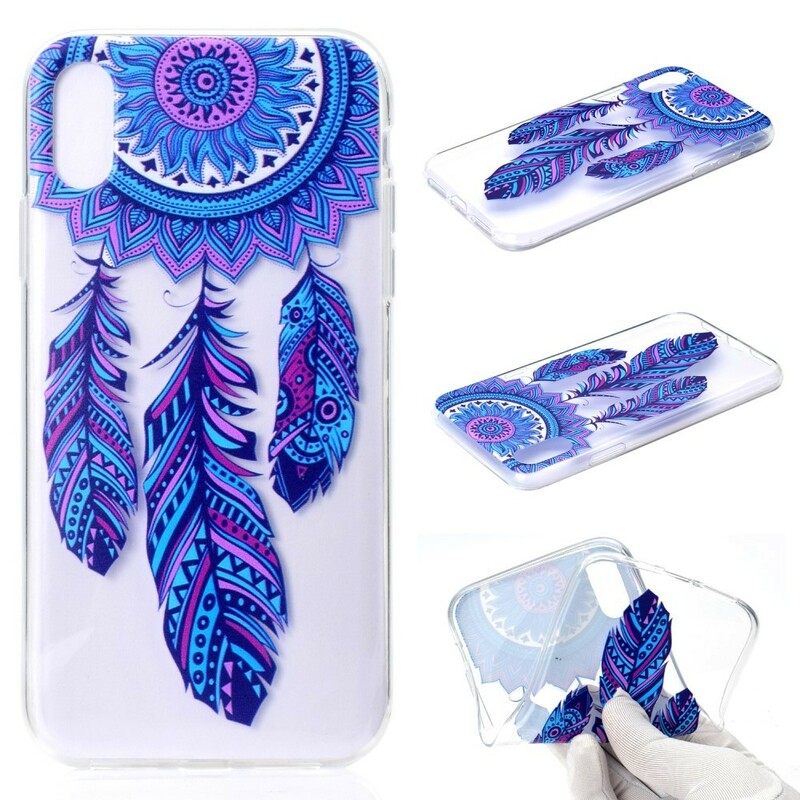 Kuori iPhone XR Transparent Dream Catcher Blue Feathers