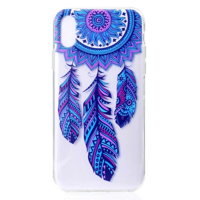 Kuori iPhone XR Transparent Dream Catcher Blue Feathers