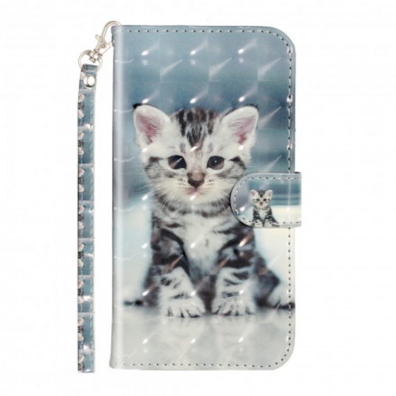 Nahkakotelo iPhone XR Suojaketju Kuori Kitten Light Strap Kohdevalot