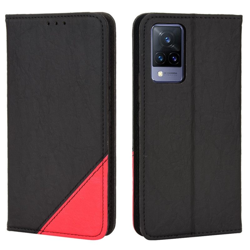 Puhelinkuoret Vivo V21 5G Kotelot Flip Faux Leather Bicolor Oblique