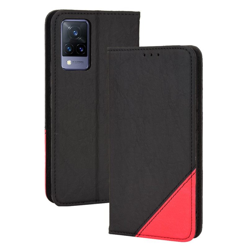 Puhelinkuoret Vivo V21 5G Kotelot Flip Faux Leather Bicolor Oblique