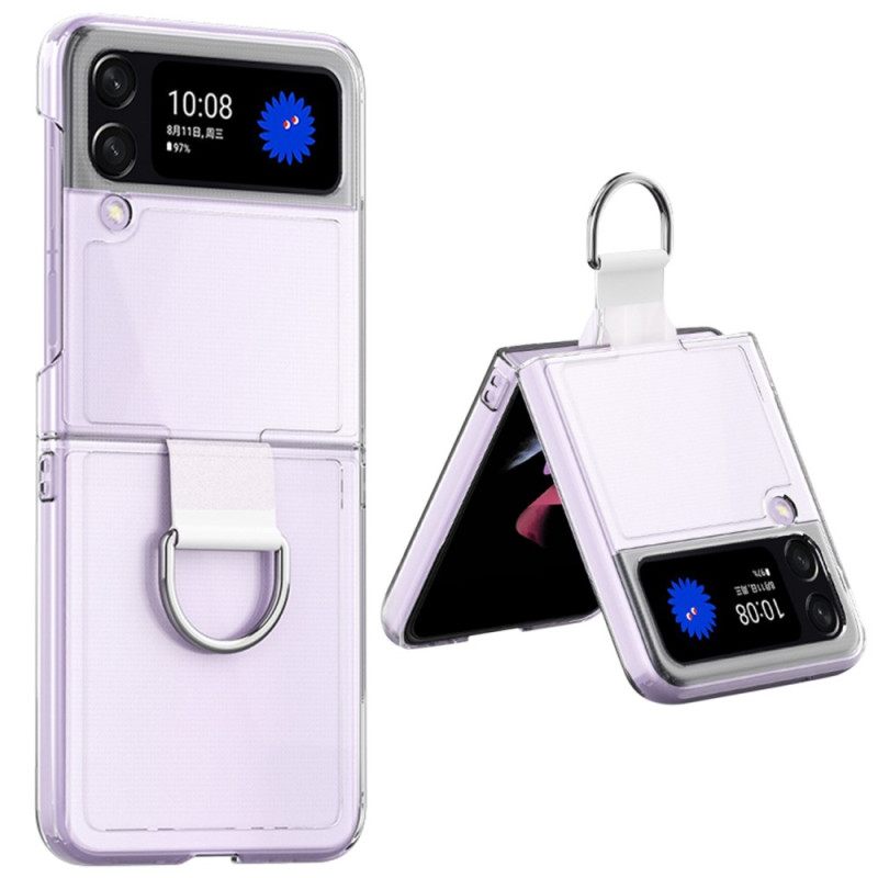 Case Samsung Galaxy Z Flip 4 Kotelot Flip Läpinäkyvä Renkaalla