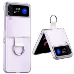 Case Samsung Galaxy Z Flip 4 Kotelot Flip Läpinäkyvä Renkaalla