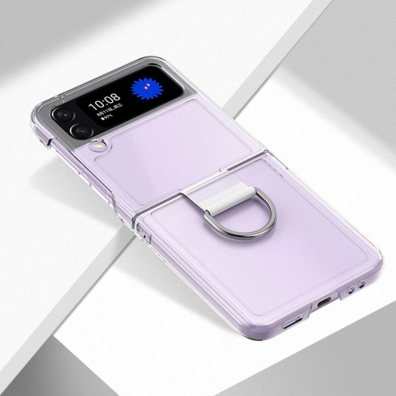 Case Samsung Galaxy Z Flip 4 Kotelot Flip Läpinäkyvä Renkaalla