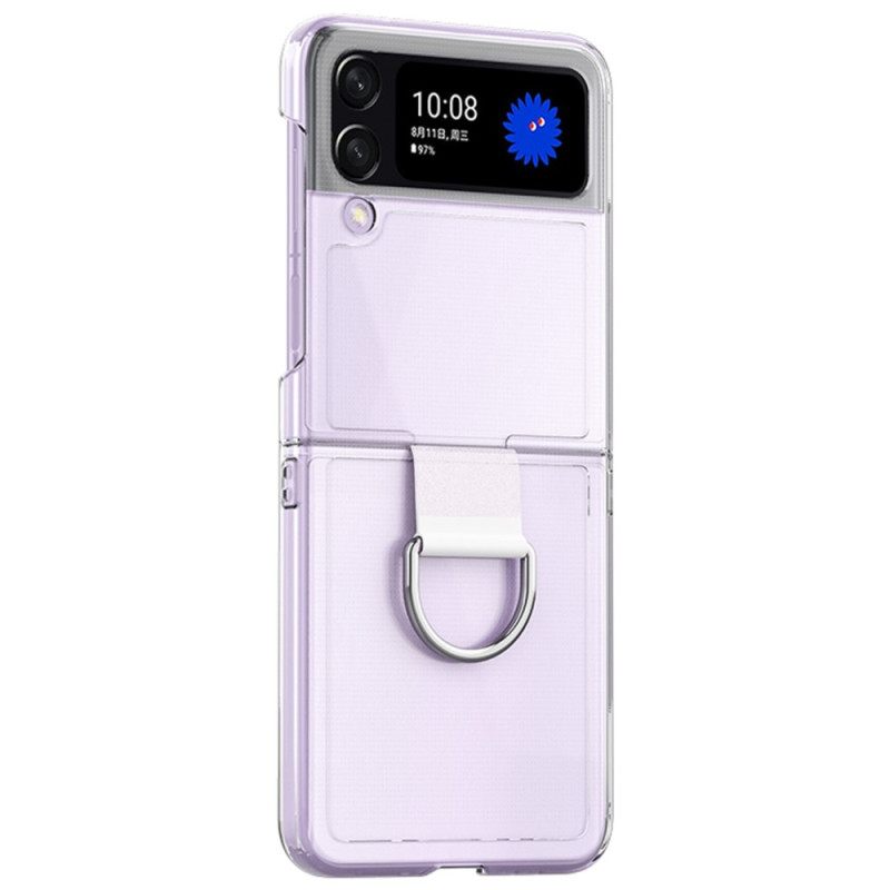 Case Samsung Galaxy Z Flip 4 Kotelot Flip Läpinäkyvä Renkaalla