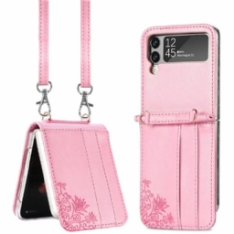 Kuori Samsung Galaxy Z Flip 4 Kotelot Flip Crossbody Flowers