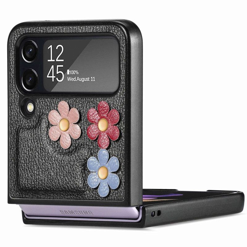 Kuori Samsung Galaxy Z Flip 4 Kotelot Flip Faux Leather Flowers