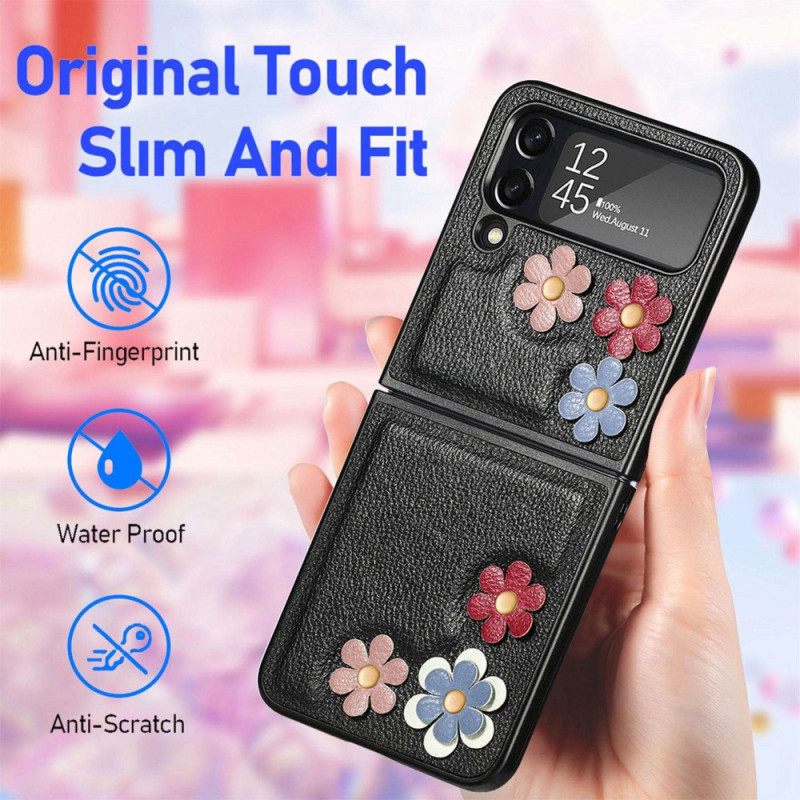 Kuori Samsung Galaxy Z Flip 4 Kotelot Flip Faux Leather Flowers