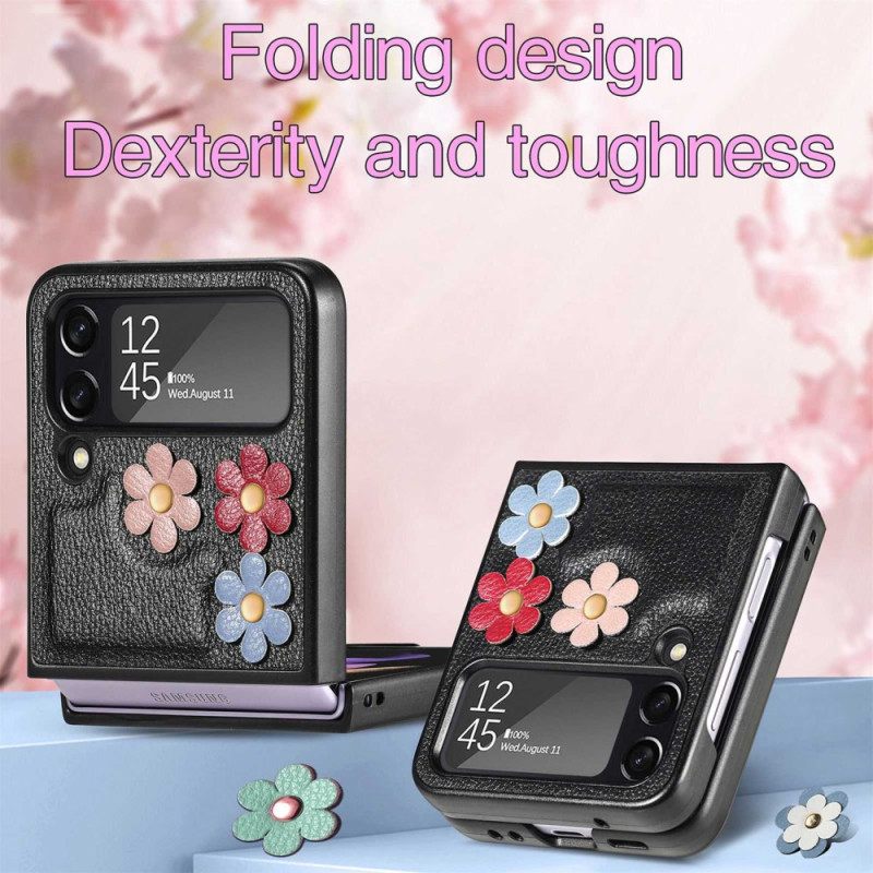 Kuori Samsung Galaxy Z Flip 4 Kotelot Flip Faux Leather Flowers