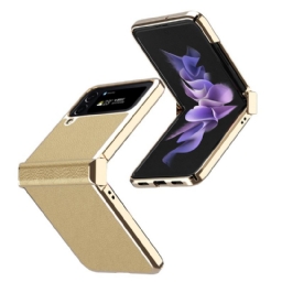 Kuori Samsung Galaxy Z Flip 4 Kotelot Flip Litchin Nahkaiset Metallireunat