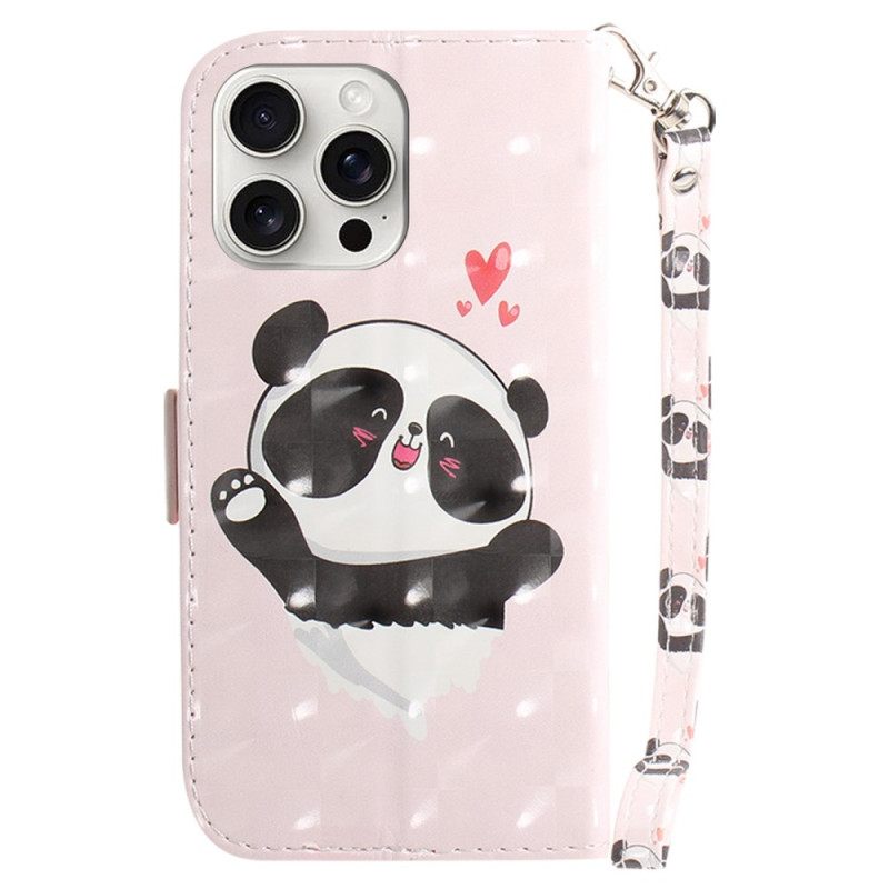 Kuoret iPhone 16 Pro Max Panda Love Hihnalla