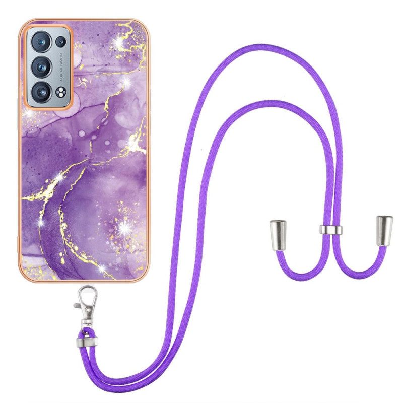 Case Oppo Reno 6 Pro 5G Gold Filament Marmorikuvio Ja Johto