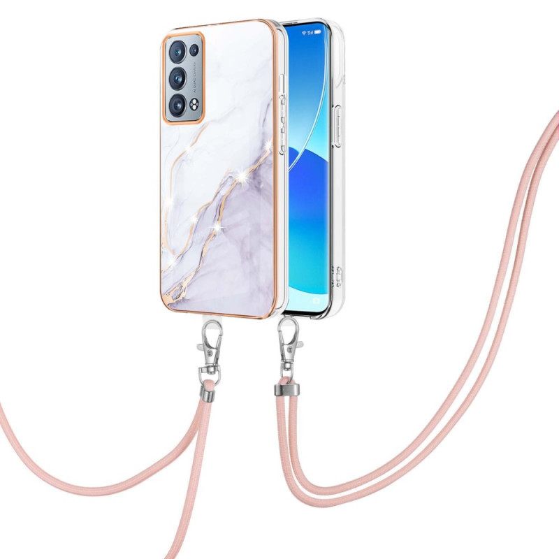 Case Oppo Reno 6 Pro 5G Gold Filament Marmorikuvio Ja Johto