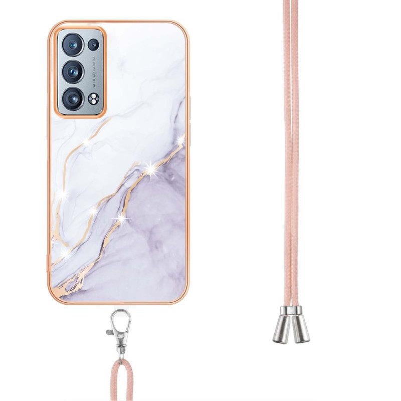 Case Oppo Reno 6 Pro 5G Gold Filament Marmorikuvio Ja Johto