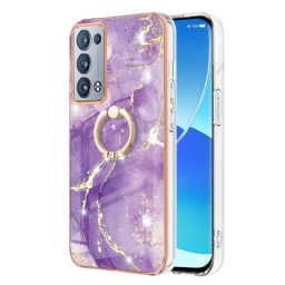 Case Oppo Reno 6 Pro 5G Marmori Ja Kultainen Filamenttikuvio Renkaalla