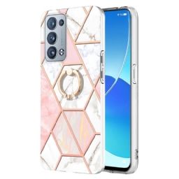 Kuori Oppo Reno 6 Pro 5G Geometrinen Marmorikuvio Renkaalla