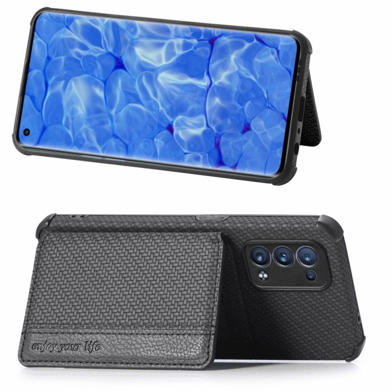 Kuori Oppo Reno 6 Pro 5G Lompakkokotelo Carbon Fiber Ja Magneettinen Lompakko