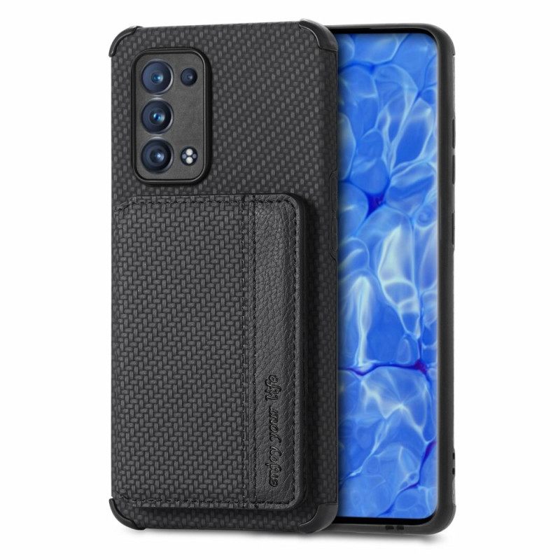 Kuori Oppo Reno 6 Pro 5G Lompakkokotelo Carbon Fiber Ja Magneettinen Lompakko