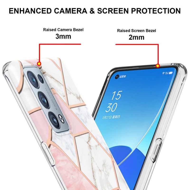 Kuori Oppo Reno 6 Pro 5G Marble Geometric Pattern